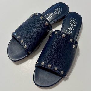 Brighton Night Studded Sandals Leather Open-Toe Mule 8.5M Midnight Blue